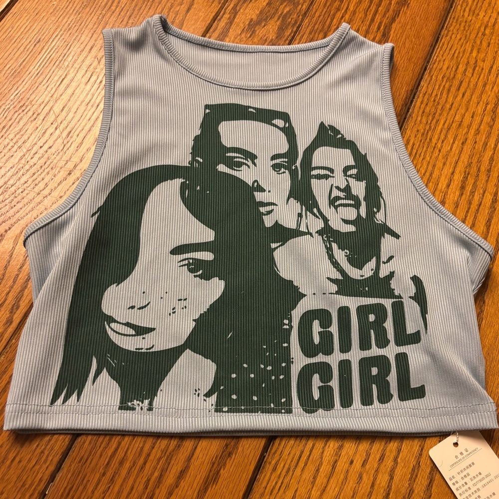 Blue/Gregen Graphic Crop Top